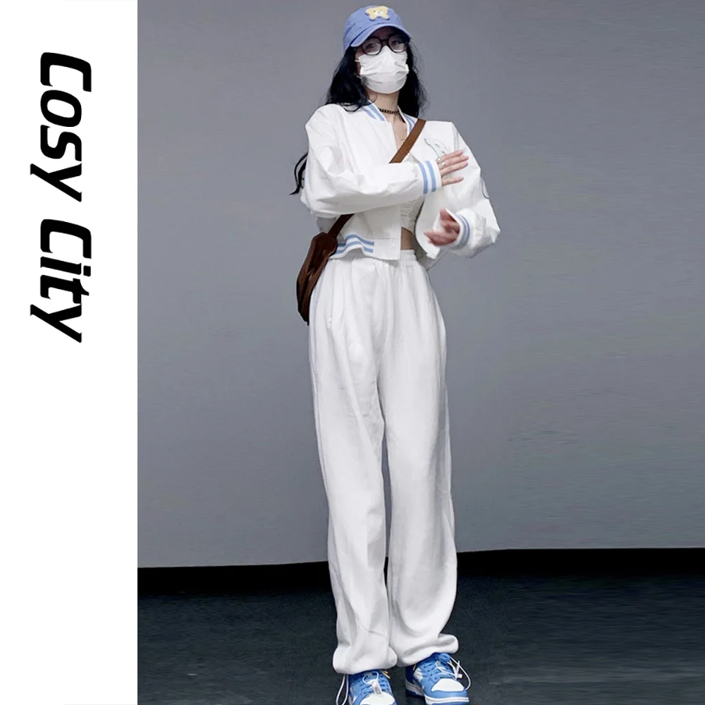 

Zip Up Hoodie Women Sweatshirt Zipper Pullovers Y2K Sweater Trouser Suit Bomber Jacket Long Sleeve Crop Top Autumn Sportswear
