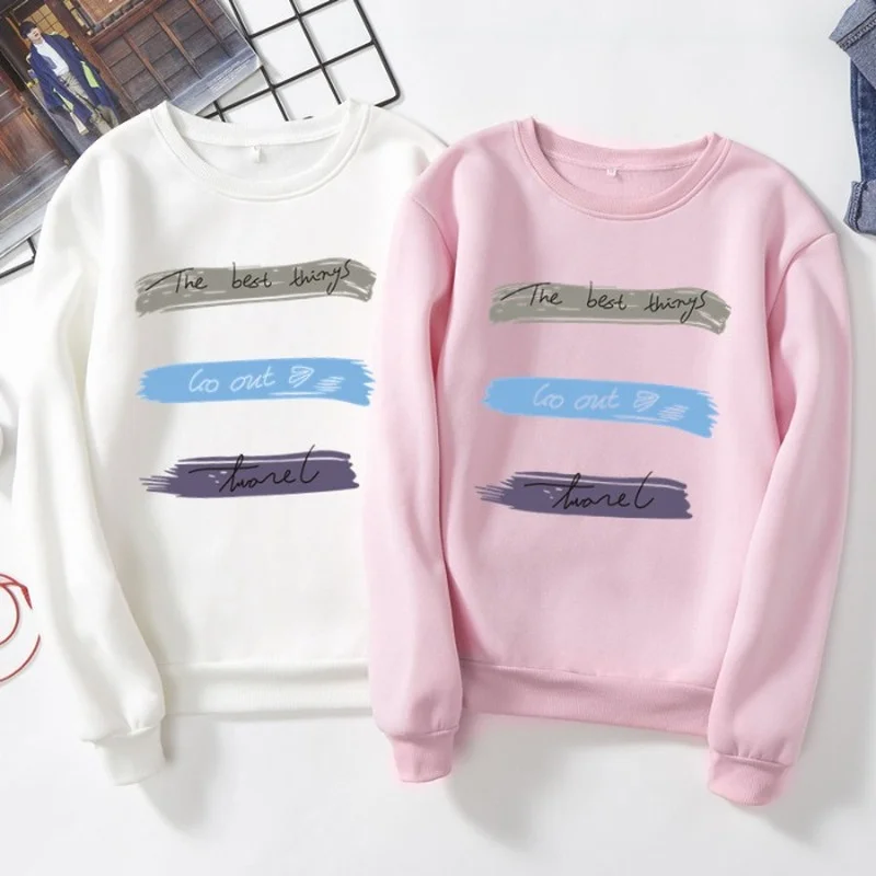 

Sweater Women Autumn & Winter Plus Fleece Sweater Korean Casual Office Worker Loose Large Size Printing Long-sleeved Couple Suit