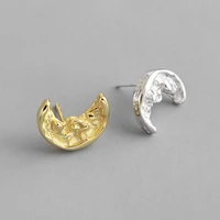 fashion s925 silver color earrings irregular convex moon earrings simple niche temperament ladies jewelry party gift