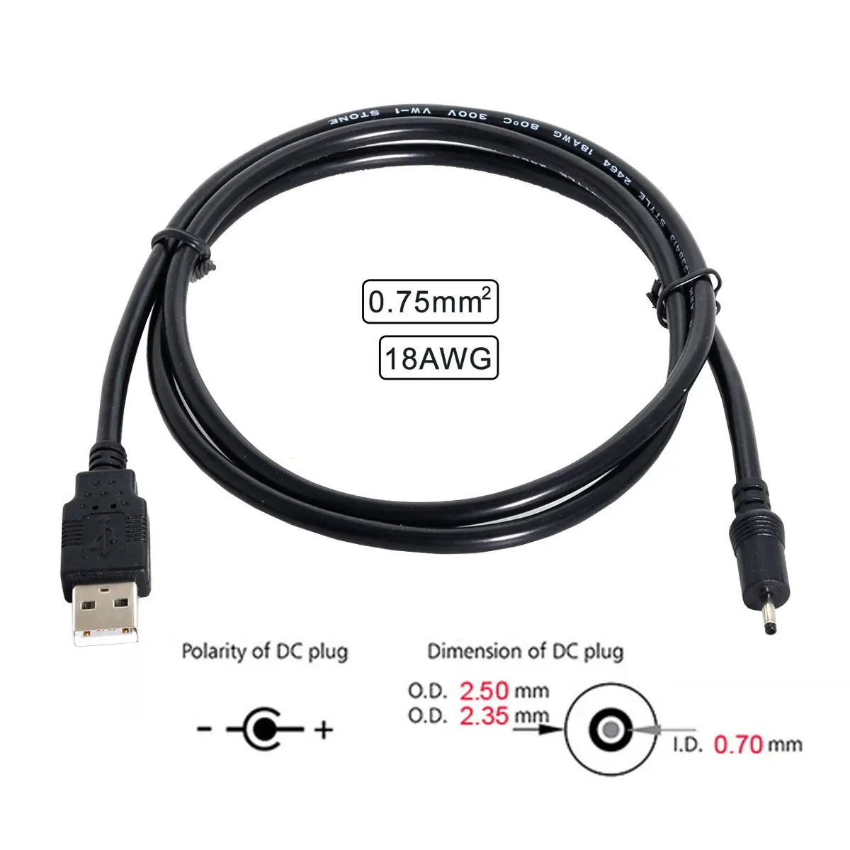 Jimier 18AWG 0 75 мм * 2 USB Тип папа к DC 50 35 7 разъем питания 5 в кабель 100 см|Кабели передачи