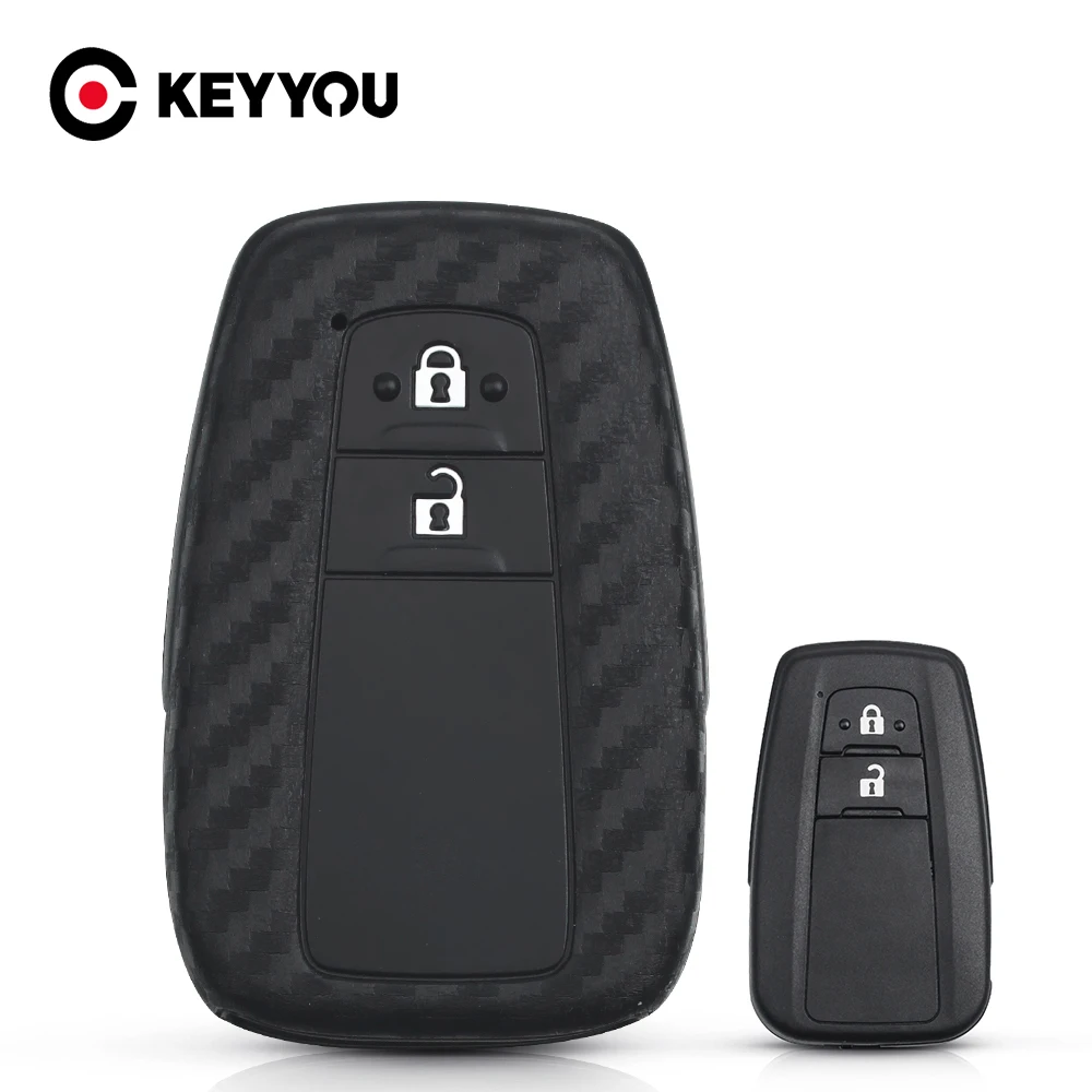 

KEYYOU 2 Button Silicone Car Key Case For Toyota CHR C-HR 2017 2018 Prius Car Styling Remote Fob Cover