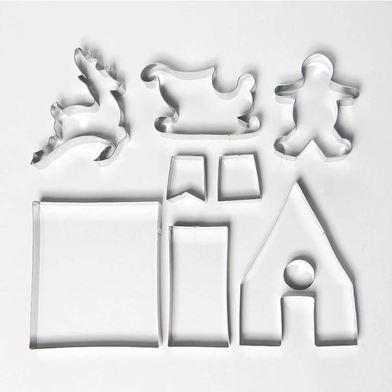 9 шт./компл. Нержавеющая сталь Рождество формочки для печенья 3D торт помадной