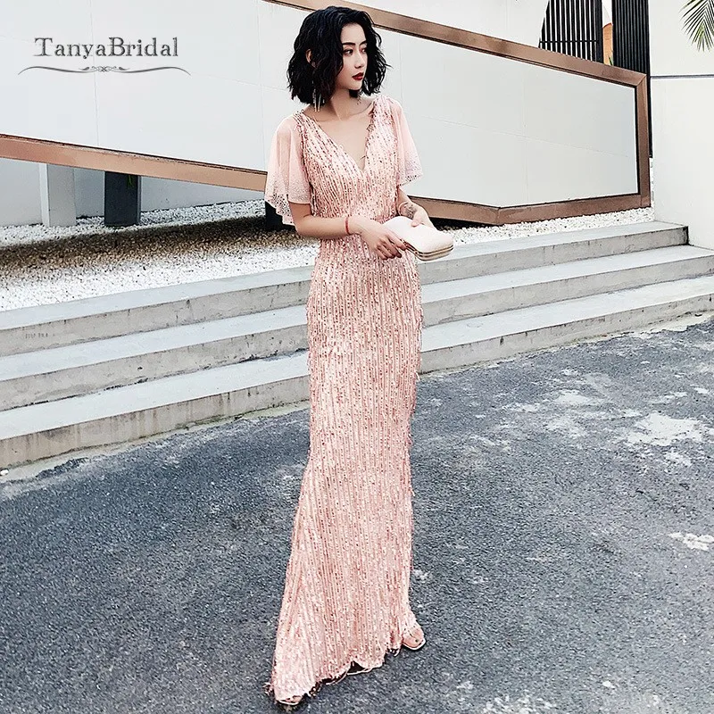 Новый список V образным вырезом вечернее платье с пайетками длинное v-образным на