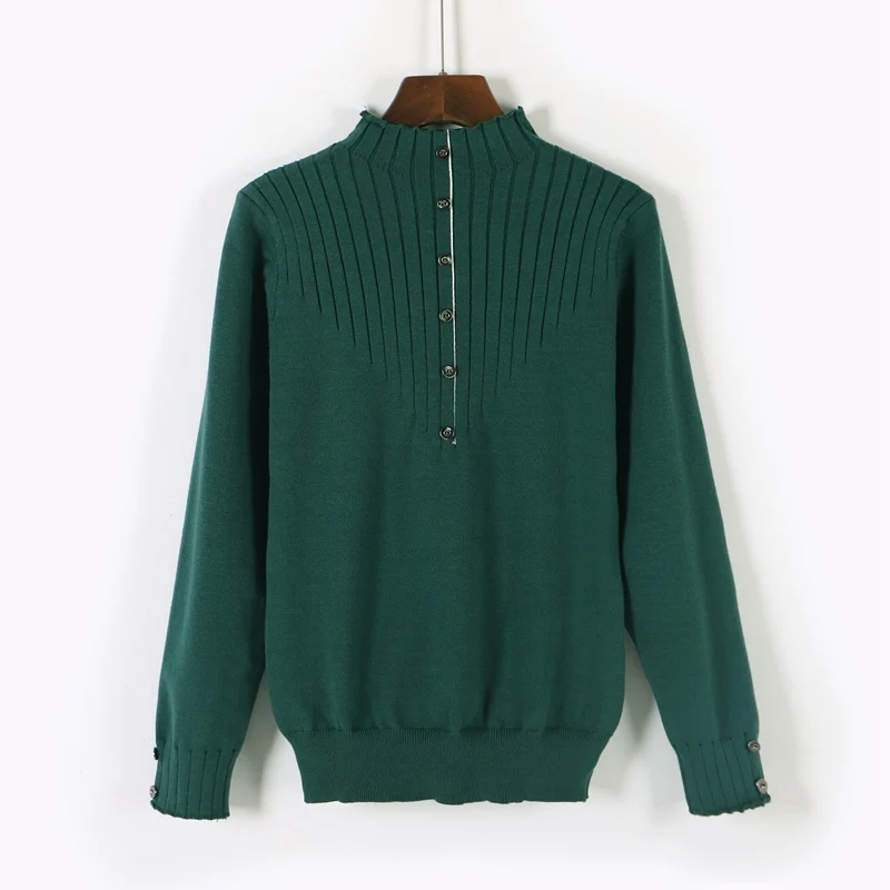 GIGOGOU Women Sweater Euro Style Christmas Sweaters Autumn Winter Thick Warm Turtleneck Pullover Tops Female Jumper With Button | Женская