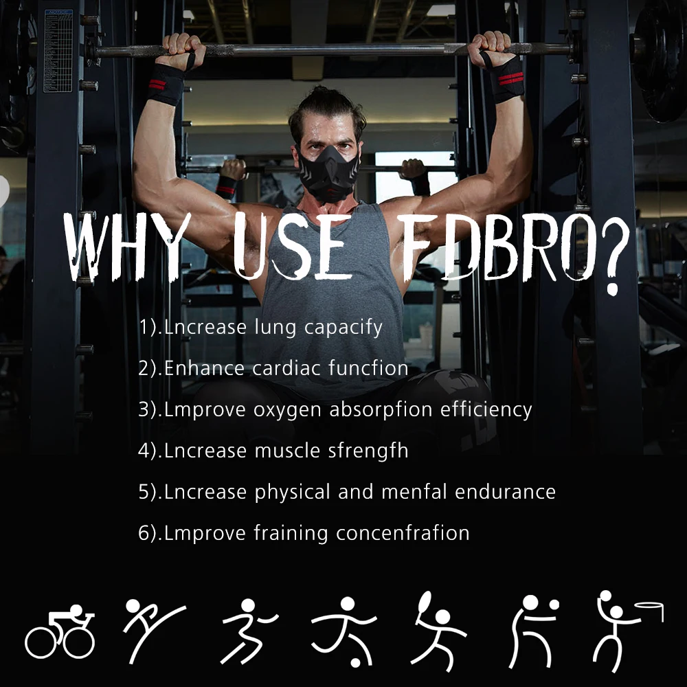 FDBRO Pro маска высокая высота защитный дыхательный тренажер бег Пыленепроницаемая маска кардио воздушный фильтр хлопок тренировочная Спортивная маска