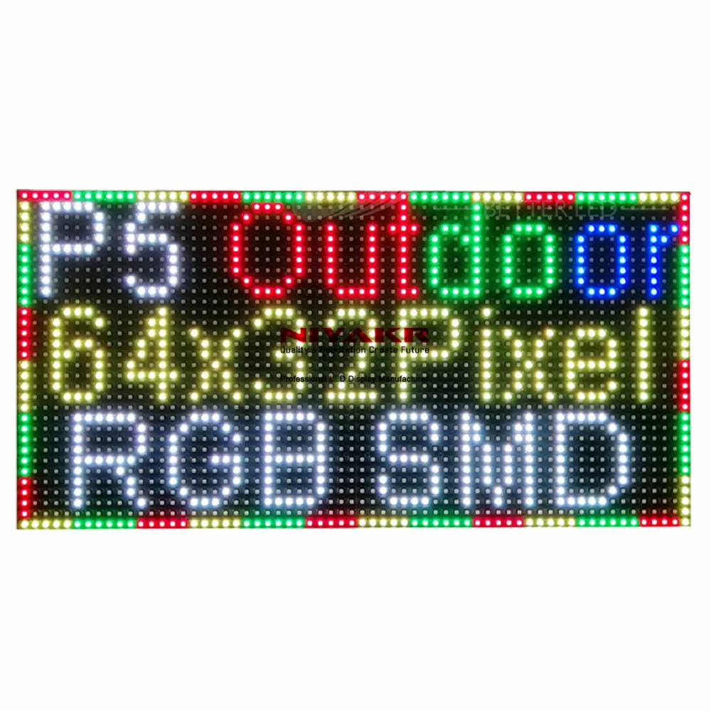 

Dot Matrix Board RGB Full Color High Brightness SMD2727 64x32 Pixels P5 Outdoor LED Module 320x160mm