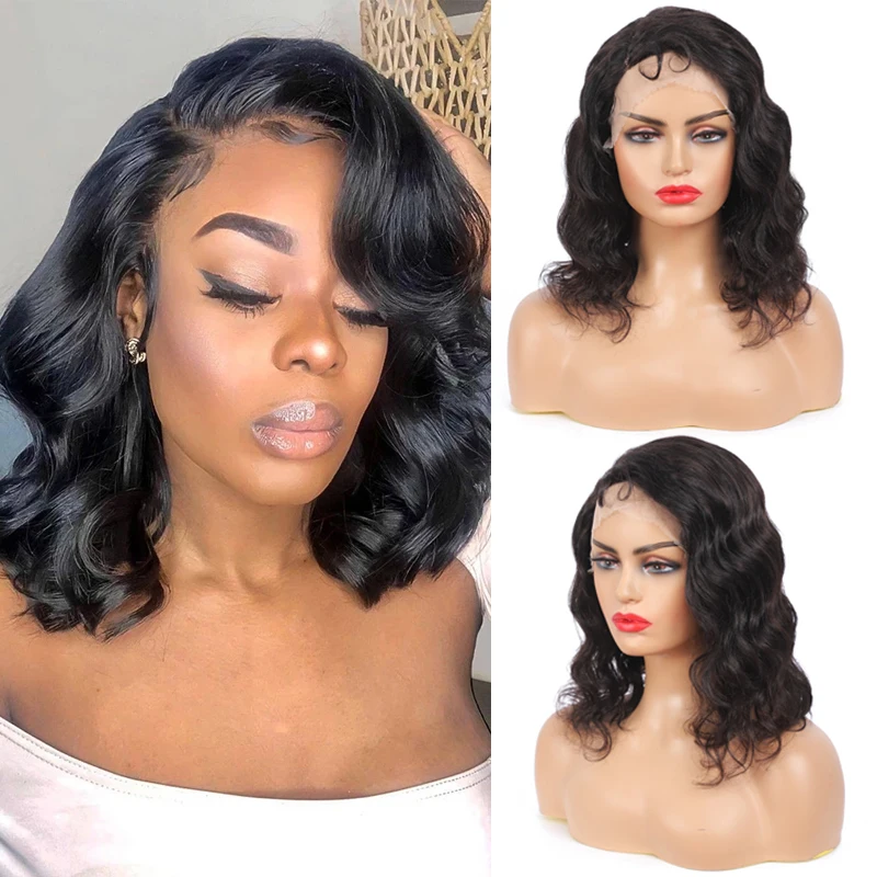 

Short Bob Wig 13x4 Lace Frontal Wigs Body Wave Human Hair Lace Front Wigs Brazilian 4X4 Lace Closure Wigs For Black Women KEMY