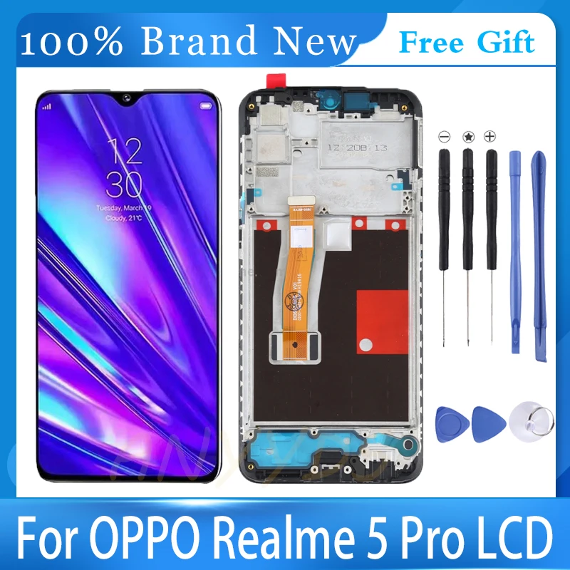 

6.3"Original For OPPO Realme 5 Pro LCD Display Touch Screen Digitizer Assembly Replacement Parts For Realme Q RMX1971 LCD