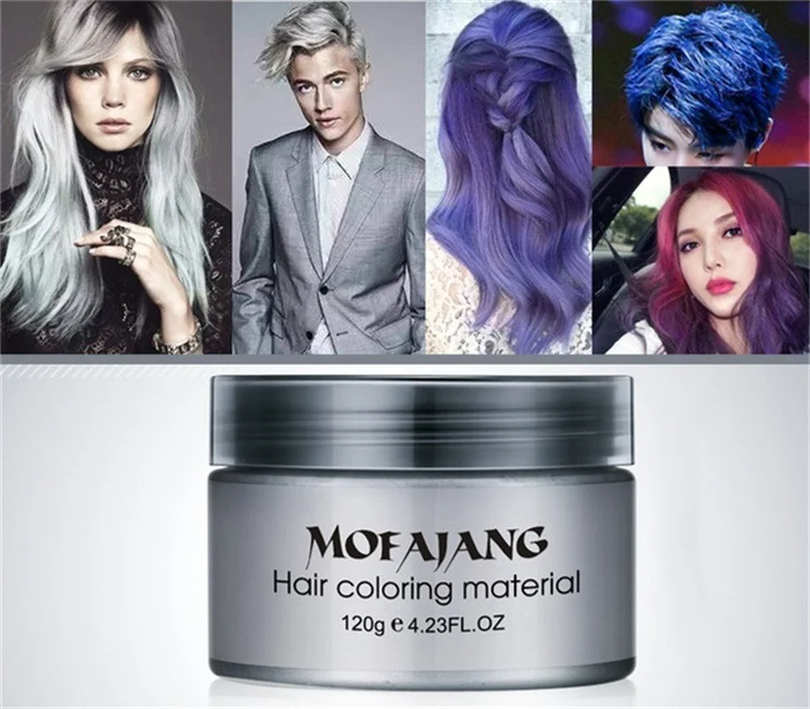 7 цветов Mofajang воск для краски волос Пастельная синяя краска серебристый цвет