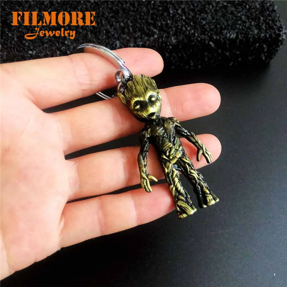 Брелок для ключей стражи Галактики фигурка дерева Мужская игрушка 3D брелок с