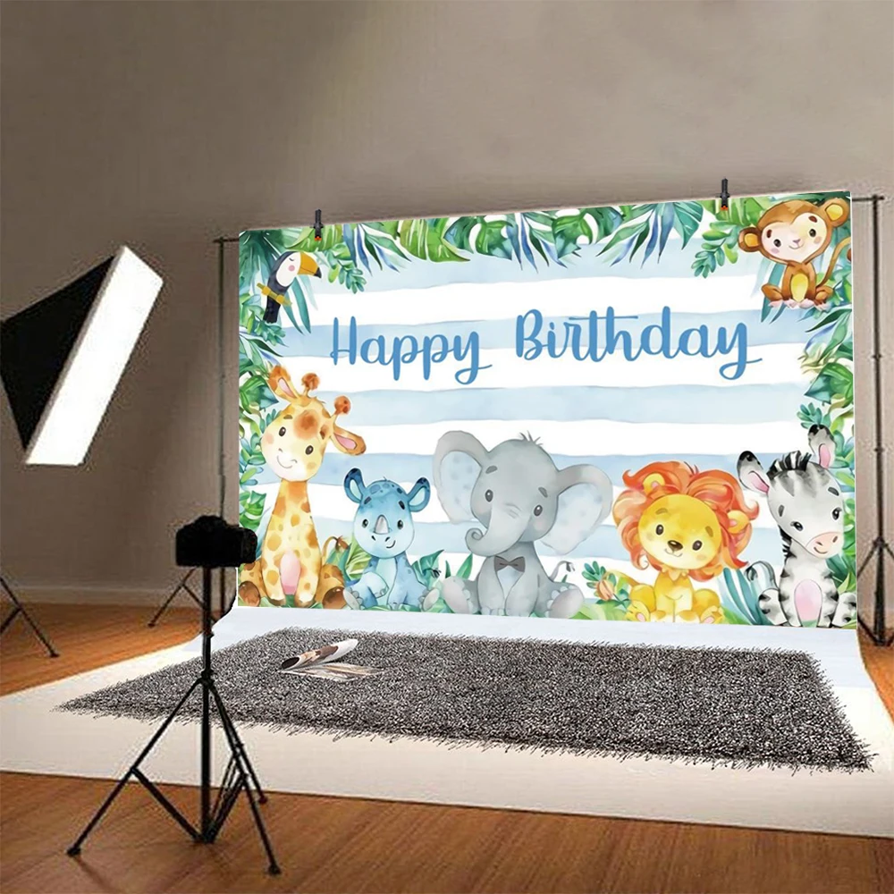 Фон для фотосъемки с изображением животных сафари дикого льва слона днем