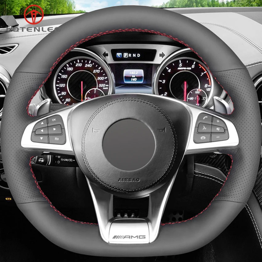 Черный чехол на руль LQTENLEO из искусственной кожи для Mercedes Benz A45 AMG W205 C43 C63S CLA45 CLS63 GLC 43