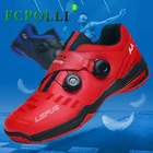 Мужские красные кожаные кроссовки для бадминтона, с быстрой шнуровкой