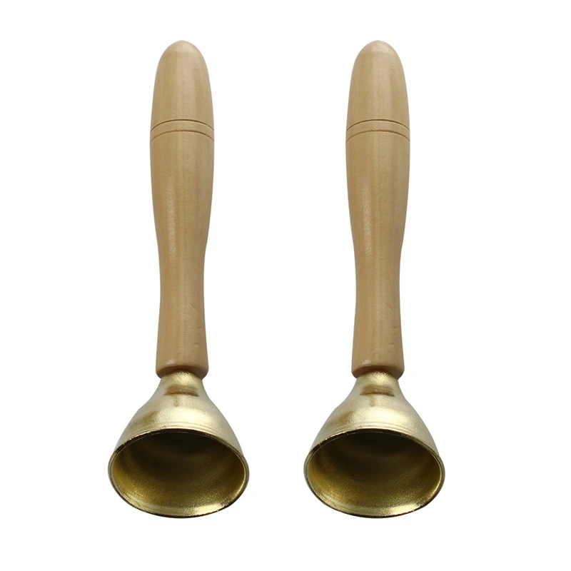 

2 pieces mini Golden Bell musical toys for children with a wooden handle