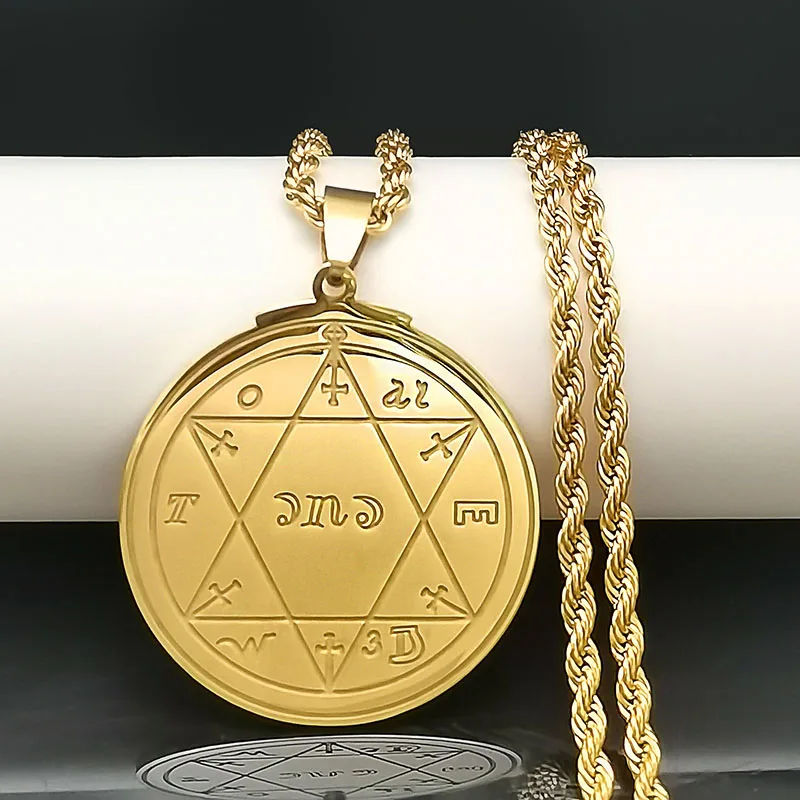 

Morrocan Jewelry Five-pointed Star Coin Pendant Gold Silver Stainless Steel Necklace Men's and Women's Couple Gifts Cuba Chain