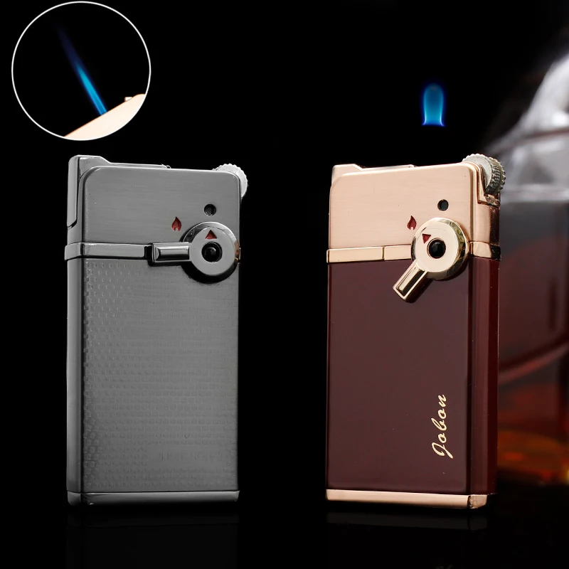 

2021 New JOBON GAS Inflatable Lighter, High-quality Metal Zinc Alloy Grinding Wheel Lighter, Two Flames (jet + Flying Fire)