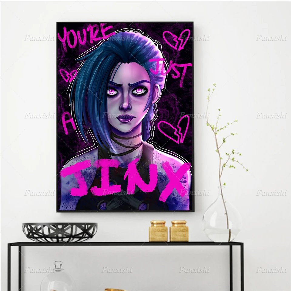 

Wall Art Canvas Arcane Jinx Vi League Of Legends TV Series Poster And Print Game Modern Painting Picture Boy's Living Room Decor