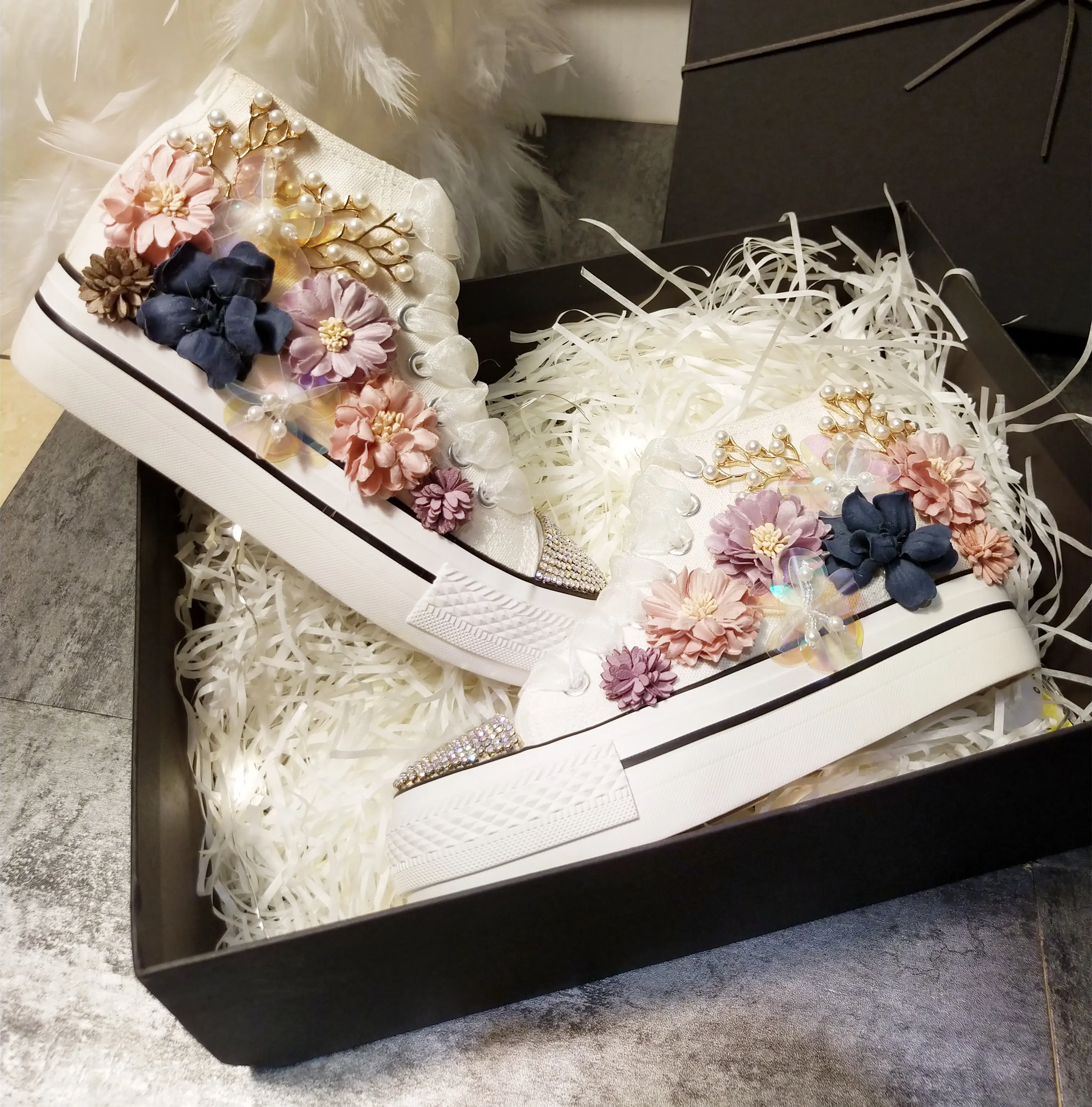 

Autumn style handmade flower canvas shoes women's shoes student shoes increase in sports casual shoes flat-heeled single