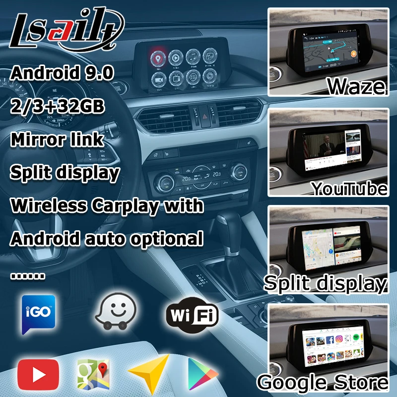 Интерфейсная коробка Android / carplay для Mazda 6 Atenza с GPS навигацией интерфейсная видео