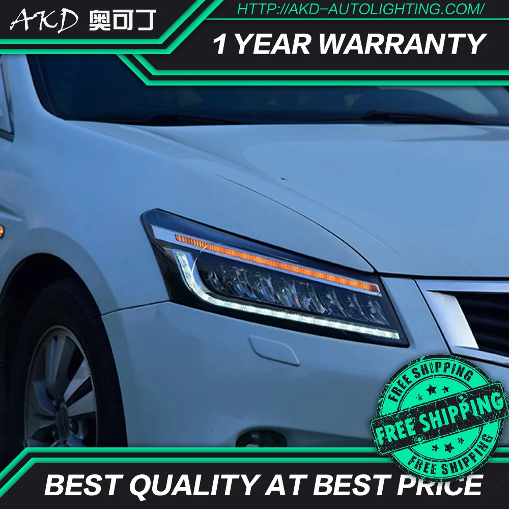 AKD тюнинг Автомобильные фары для Honda Accord G8 2008 2013 полностью светодиодный ные DRL