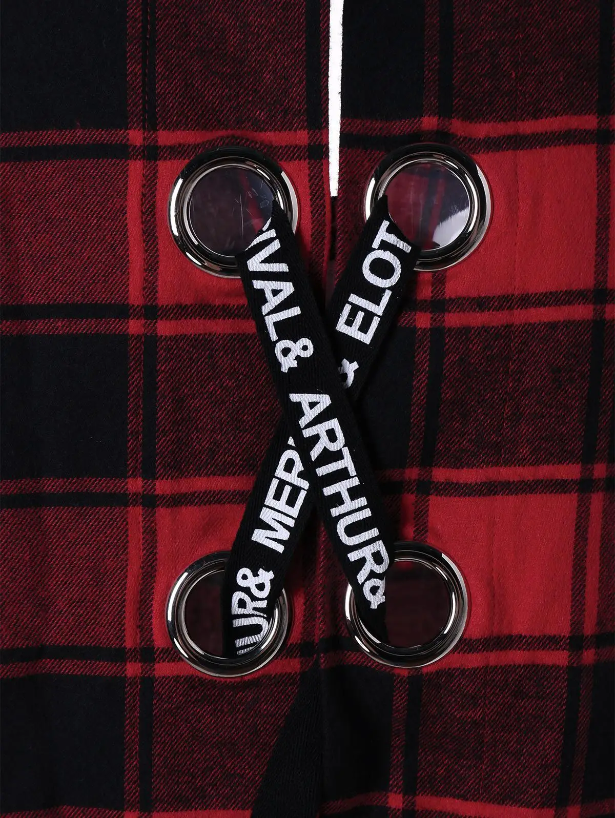 

New large loose long sleeve shirt casual Red Plaid lace up shirt