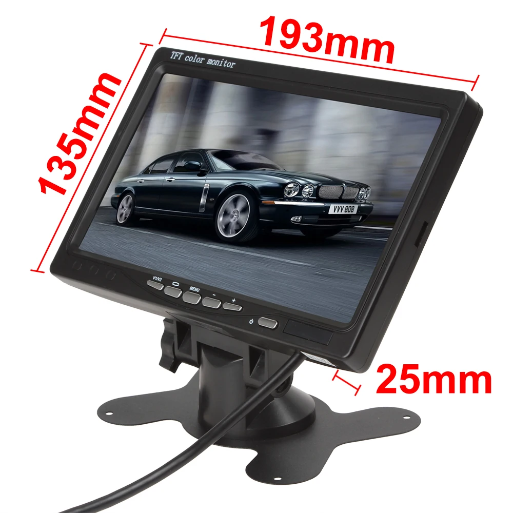 7 дюймов TFT LCD 800x480 HD 2 видео вход Автомобильный подголовник заднего вида монитор +