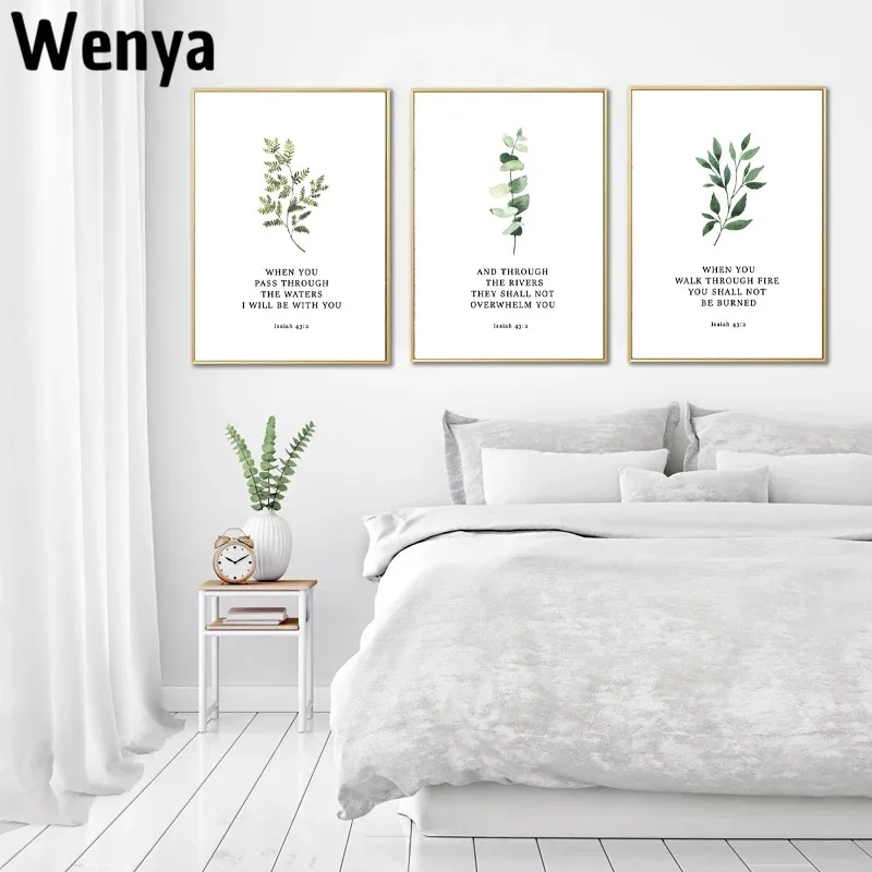 

Scandinavian Bible Scripture Plant Christian Quotes Poster Wall Art Picture Canvas Painting Living Room Home Decoration Painting