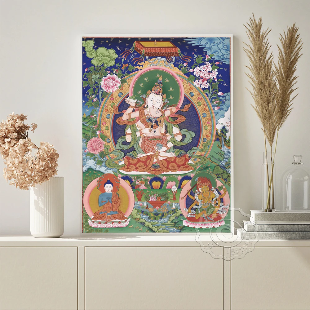 

Tibetan Buddhism Art Prints Poster Thangka Buddha Illustration Retro Canvas Painting Religious Wall Stickers Bedroom Home Decor