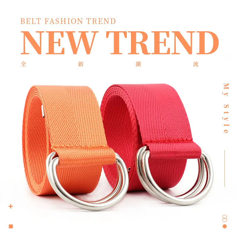 Высокое качество простой ремень из холста с пряжкой прочный карамельный цвет