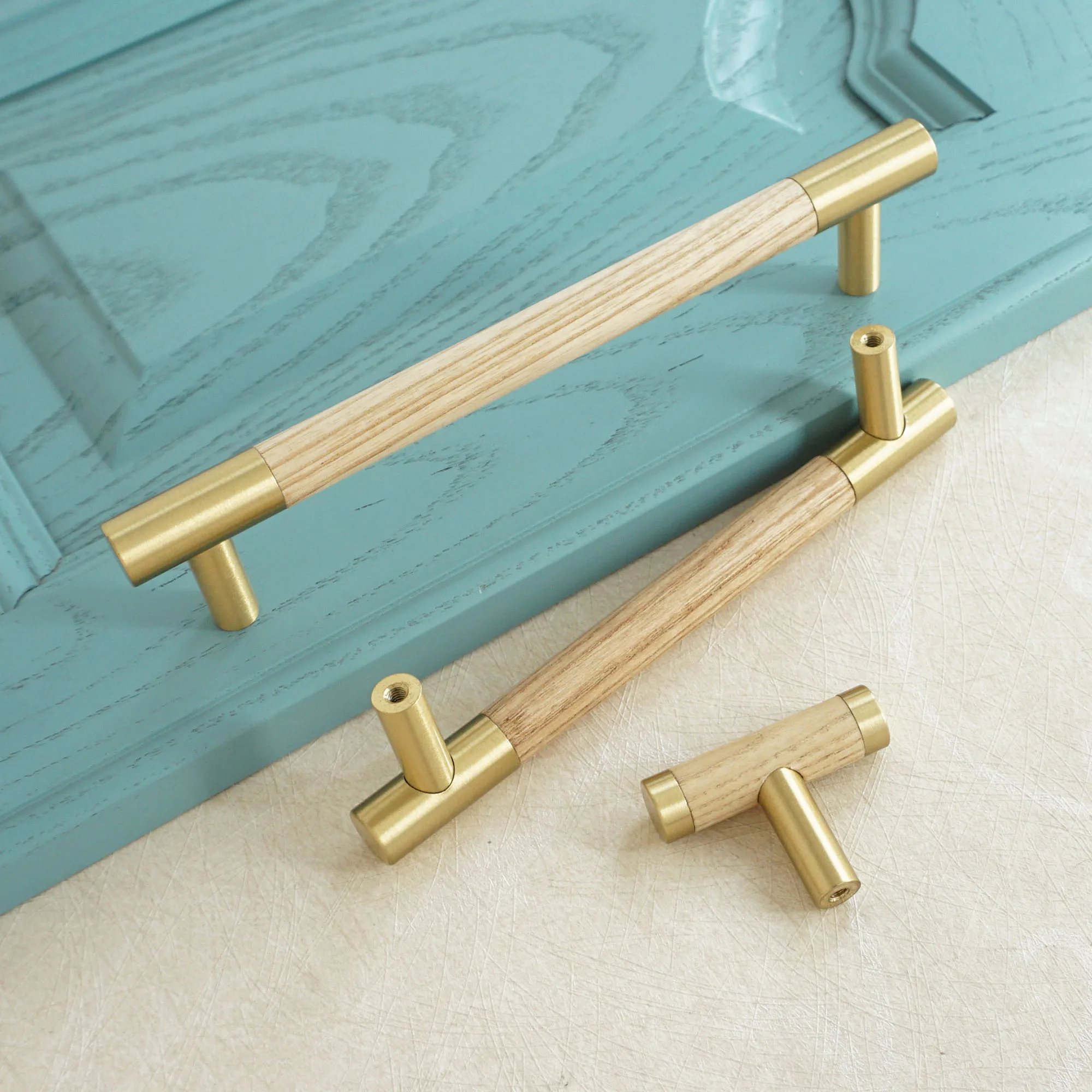 5 &quot6 3&quot чистый Медь дверные ручки светильник древесины ручка шкафа деревянный