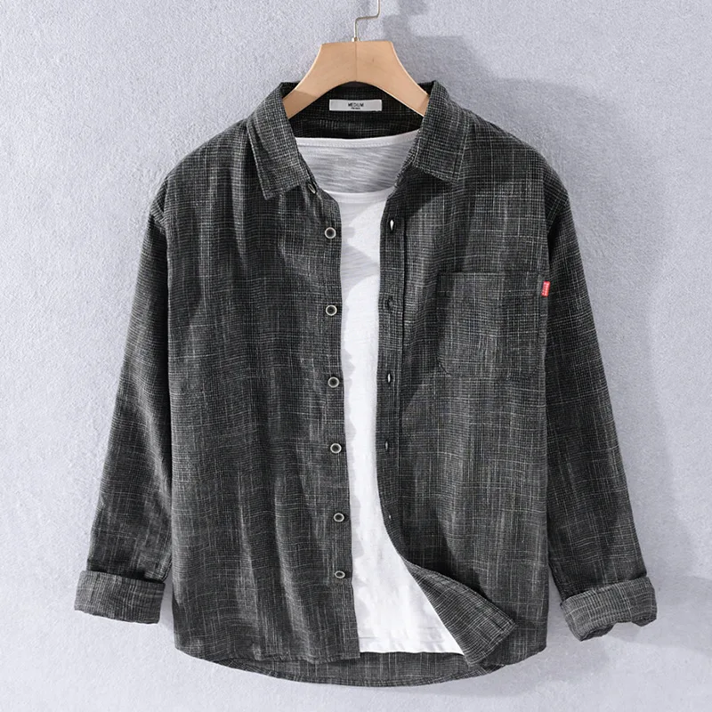 

Рубашка мужская с длинным рукавом, 100% хлопок, весна-лето