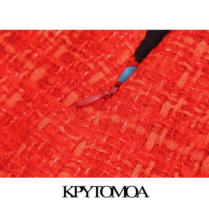 Модная женская твидовая мини-юбка FAKUNTN с принтом подкладкой и передним разрезом