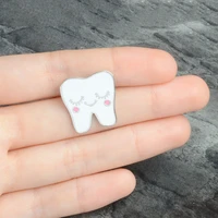 white cartoon smile teeth medical enamel brooches pin for nurse dentist hospital lapel pin hatbag pins denim shirt badge brooch