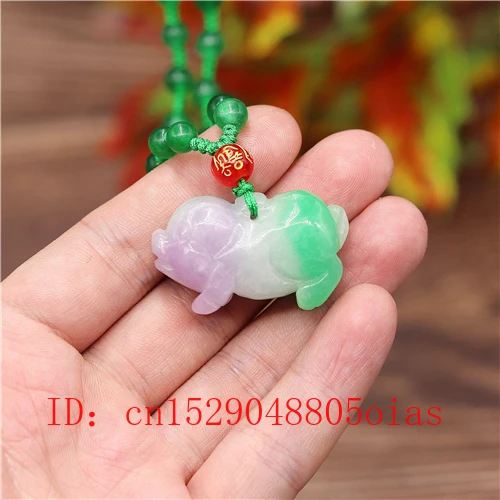 3D резной натуральный Изумрудный нефритовый поросенок кулон ожерелье Шарм жадеит