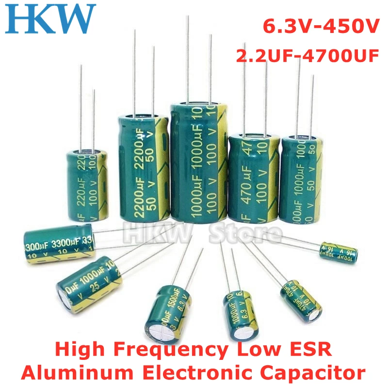 2-50pcs Aluminum Electrolytic Capacitor 6.3V 10V 16V 25V 63V 100V 400V High Frequency Low ESR 47UF 330UF 470UF 1000UF 2200UF 20%