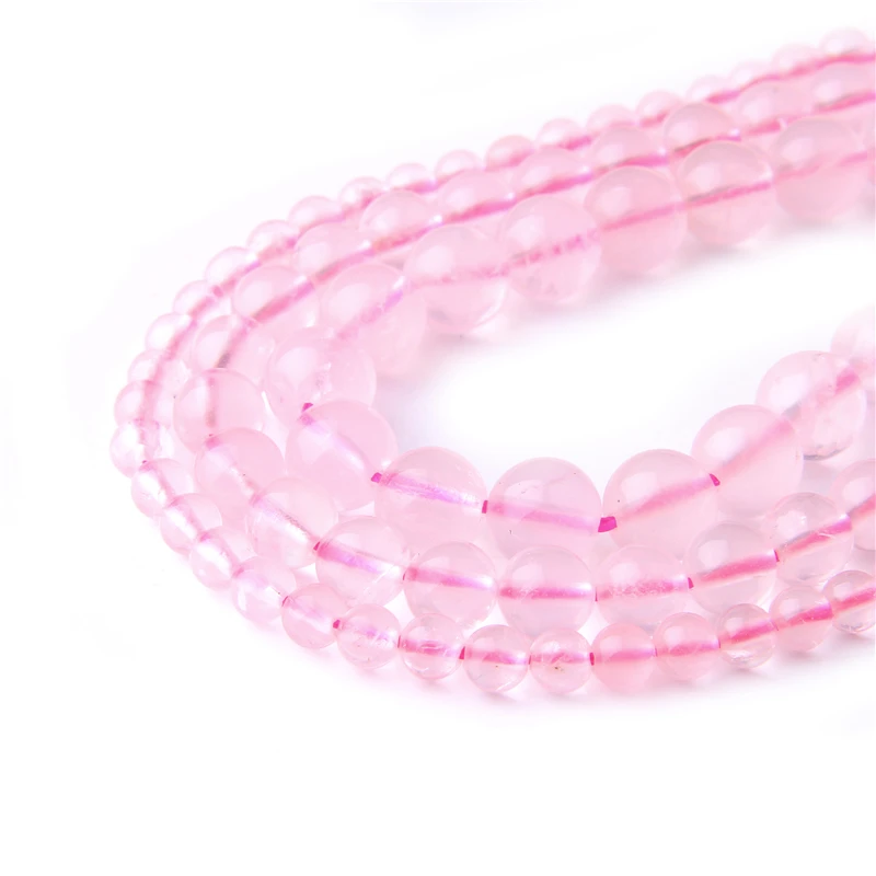 Бусины из розового кварца круглые бусины натурального камня Гладкие розовой