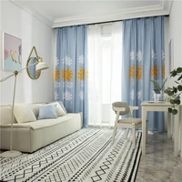 blue window curtains for living room bedroom kitchen yellow leaf beautiful printed custom made drapes