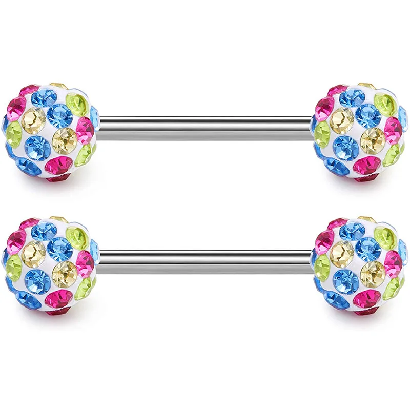 14 г nipplanations штанги для пирсинга с кристаллом Топ мяч хирургический Straingt штанга