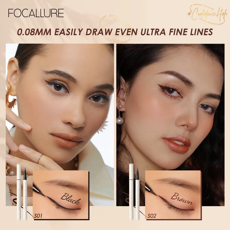

FOCALLURE Waterproof Liquid Eyeliner Pen Eyes Cosmetic Long Lasting No Blooming Black Brown Eyeliner Quick Dry Eye Makeup TSLM1
