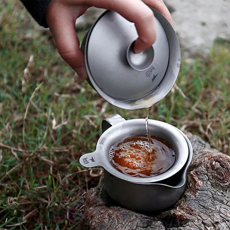 

6pcs Tea Set Travel China Kung Fu Tea Sets Portable Titanium Teacup Titanium Service Gai wan Tea Pot Mug of Tea Ceremony Teapot