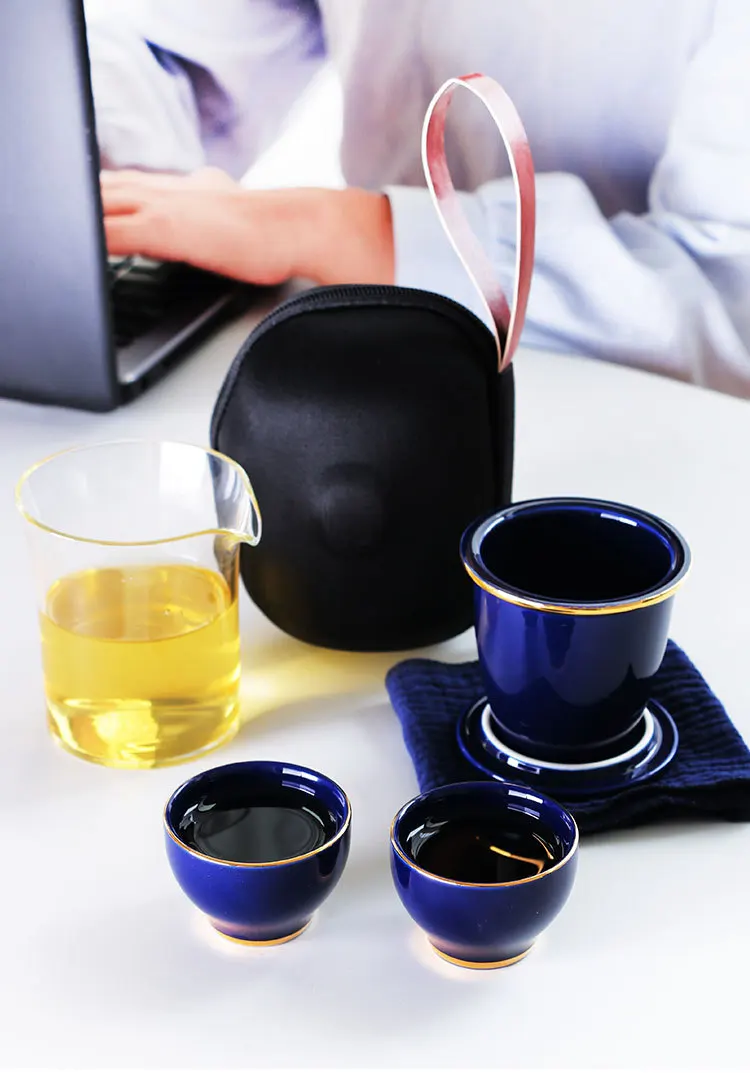 

Set of ceramic travel kungfu tea set Simple tea brewing set for outdoor tourism Express cup Tea set suit
