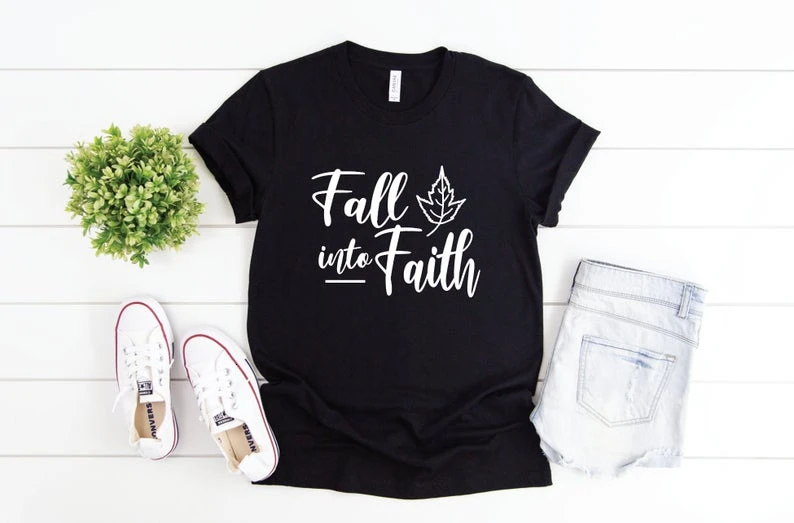 Футболка Fall into Faith футболка осенняя с листом крестиком надписью God Jesus bevery Grace