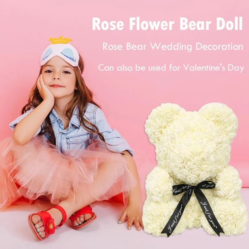 

Rose Flower Teddy Bear Toy Soap Foam Stuffed Animal Doll's Wedding Christmas Ornament Birthday Valentine's Day Gift Toy