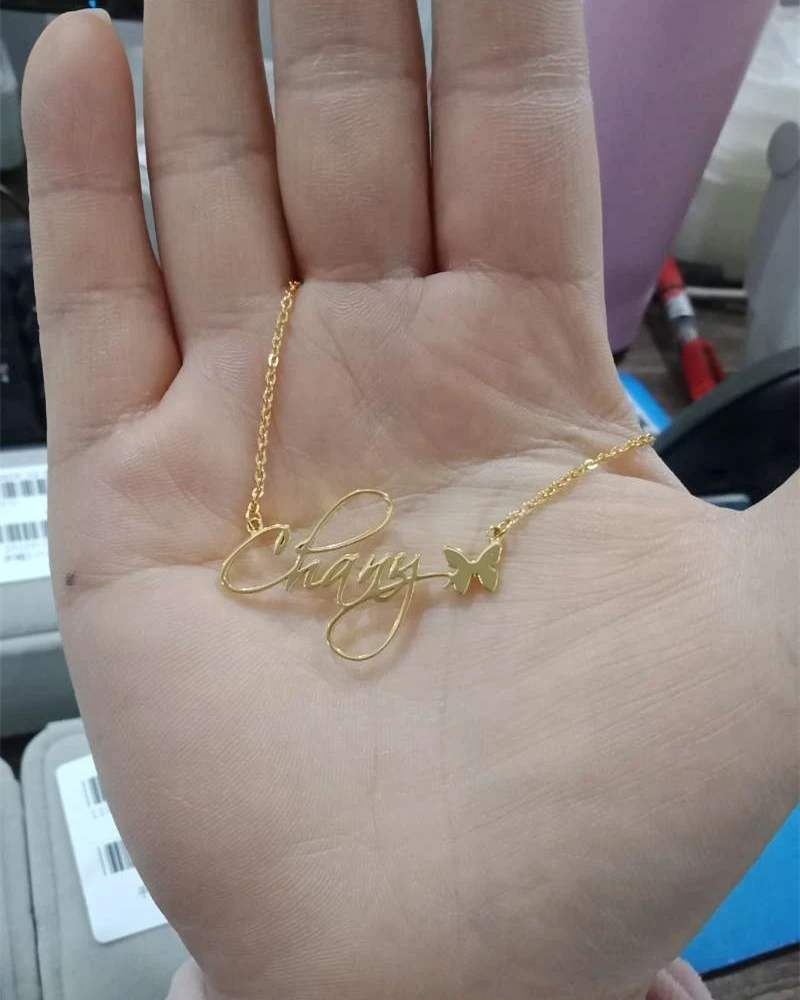 Персонализированные милые бабочки имя кулон ожерелье из нержавеющей стали