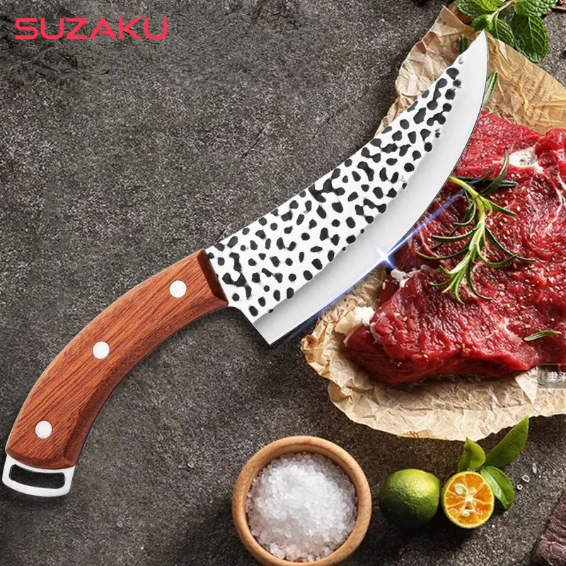 

Нож мясника 5,5 дюйма, кованый охотничий Кливер из нержавеющей стали, для мяса, костей, рыбы, фруктов, овощей, для кухни, шеф-повара