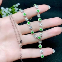 boutique jewelry 925 sterling silver inlaid natural diopside gemstone female necklace pendant support test