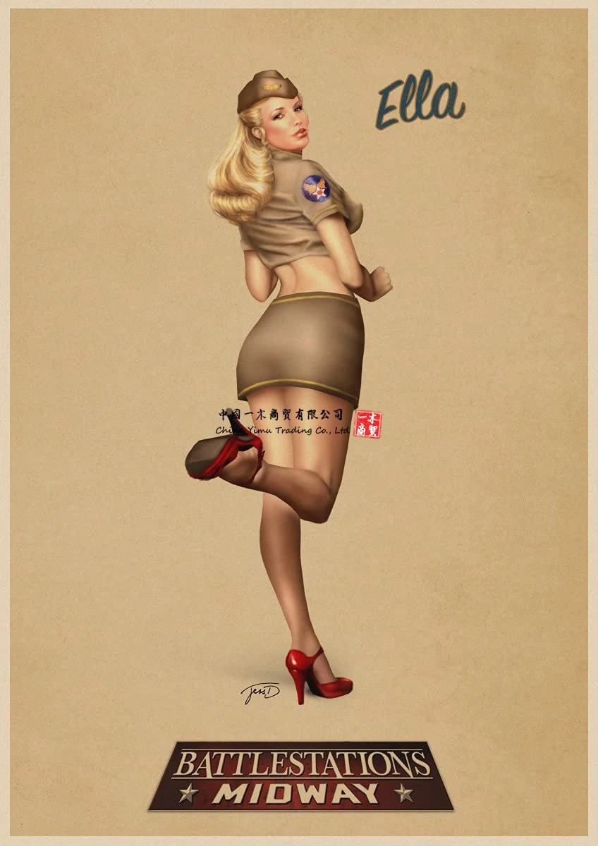 

Retro De La Segunda Guerra Mundial Sexy Pin Up Girl Poster Military Bar Cafe Pared Del Hogar Papel Vintage Poster