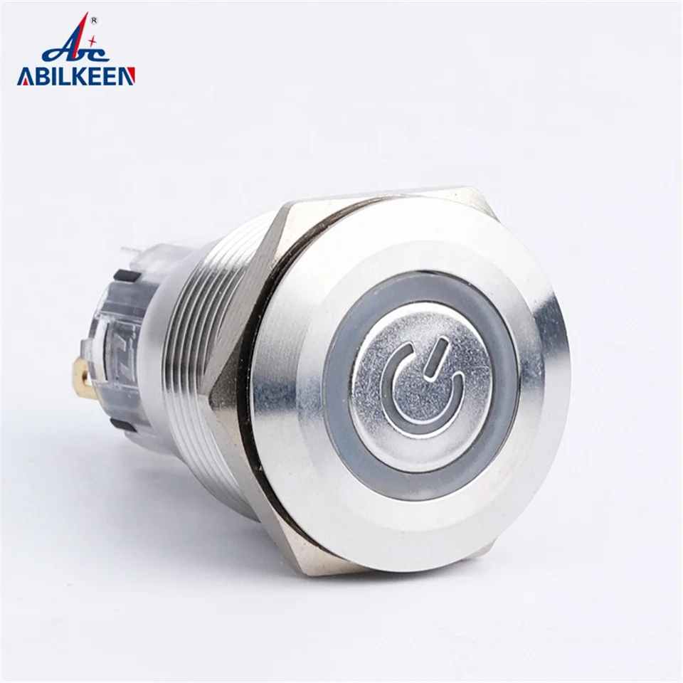 Водонепроницаемый IP67 кнопочный переключатель из светодиодный стали с плоской головкой, 19/22/25 мм