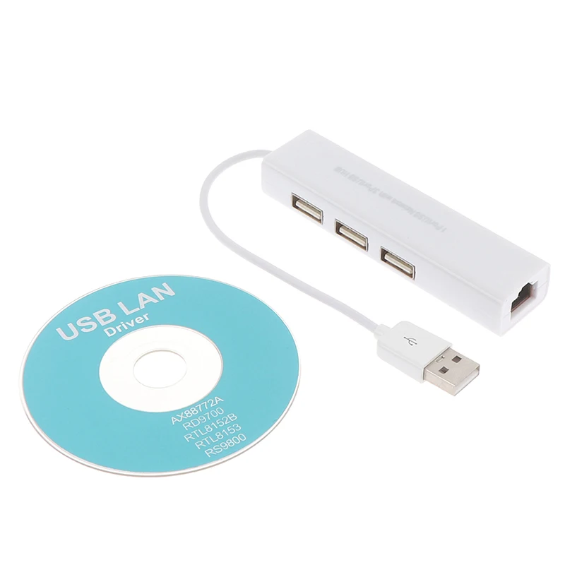USB Ethernet с 3 портами usb хаб 2 0 RJ45 Lan сетевая карта в адаптер для ПК концентратор