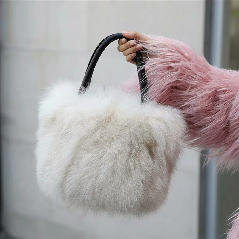 IANLAN женские сумки из натурального меха енота бежевого цвета Сумки натуральной